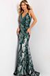 Jovani 42600 Plunging Neckline Bare Back Sequin Dress