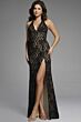 Jovani 42724 Plunging Halter Beaded Lace Dress