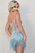 Jovani 42780 Fringe Skirt Sheer Mini Pageant Dress