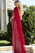 Jovani 42787 Cutaway Slit Sheer Cape Pageant Dress