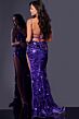 Jovani 43055 Side Slit Lace-Up Paillettes Dress