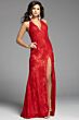Jovani 43097 Cutout Back Halter Neck Lace Dress