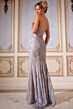 Jovani 43098 Halter Neckline High Slit Lace Dress