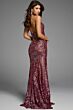 Jovani 43098 Halter Neckline High Slit Lace Dress