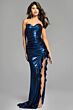Jovani 43144 Ruffle Slit Ruched Strapless Dress