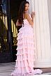 Jovani 43160 Ruffle Skirt Plunging Neck Pleated Dress