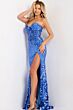 Jovani 43334 Strapless Corset High Slit Sequin Dress