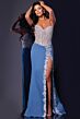 Jovani 43341 Denim Skirt Lace Corset Strapless Dress