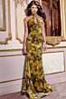 Jovani 43388 Floral Velvet Halter Neck Dress
