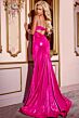 Jovani 43409 Ruched Bodice High Slit Metallic Dress