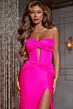Jovani 43419 Pleated Corset High Slit Strapless Dress
