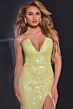 Jovani 43442 High Slit Strapless V-Neck Sequin Dress
