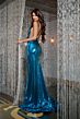 Jovani 43577 Sheer Sides High Slit Metallic Dress