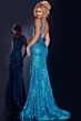 Jovani 43725 Sheer Sides V-Neck Sequin Dress