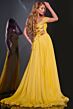 Jovani 43842 Ruched Top High Slit Lace-Up Dress