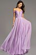 Jovani 43842 Ruched Top High Slit Lace-Up Dress