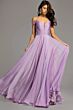 Jovani 43842 Ruched Top High Slit Lace-Up Dress