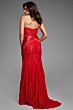 Jovani 43859 Pleated Waist Strapless Lace Dress