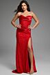 Jovani 43859 Pleated Waist Strapless Lace Dress