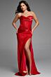 Jovani 43859 Pleated Waist Strapless Lace Dress