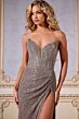 Jovani 43921 Plunging Neckline High Slit Strapless Dress