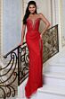 Jovani 43921 Plunging Neckline High Slit Strapless Dress