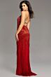 Jovani 43922 Halter Neckline High Slit Fringe Dress