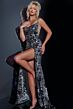 Jovani 44116 High Slit Strapless Floral Sequin Dress
