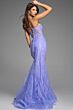 Jovani 44142 Sheer Corset Lace-Up Shimmer Lace Dress