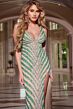 Jovani 44174 High Slit Embellished V-Neck Dress