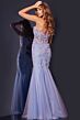 Jovani 44211 Floral Appliques Godet Skirt Dress