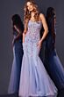 Jovani 44211 Floral Appliques Godet Skirt Dress