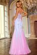 Jovani 44211 Floral Appliques Godet Skirt Dress