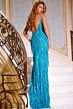 Jovani 44273 Bare Back Scoop Neck Fringe Dress