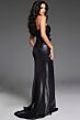 Jovani 44295 Crystal Bows High Slit Strapless Dress