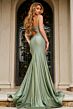 Jovani 44428 Lace-Up Front Side Slit Glitter Dress