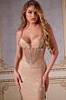 Jovani 44538 Sheer Corset Spaghetti Straps Hot Fix Dress