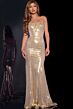 Jovani 44539 Floral Neckline Hot Fix Metallic Dress