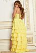 Jovani 44543 Ruffle Skirt Floral Corset Lace-Up Dress
