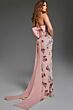Jovani 44636 Bow Train Halter Neck Floral Dress