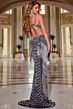 Jovani 44723 Tie Back Plunging Neckline Fringe Dress