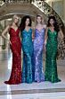 Jovani 45262 Plunging Neckline Lace-Up Back Paillettes Dress