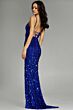 Jovani 45262 Plunging Neckline Lace-Up Back Paillettes Dress