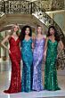 Jovani 45262 Plunging Neckline Lace-Up Back Paillettes Dress