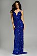 Jovani 45262 Plunging Neckline Lace-Up Back Paillettes Dress