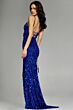 Jovani 45262 Plunging Neckline Lace-Up Back Paillettes Dress