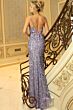 Jovani 45262 Plunging Neckline Lace-Up Back Paillettes Dress