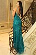Jovani 45262 Plunging Neckline Lace-Up Back Paillettes Dress