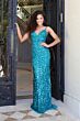 Jovani 45262 Plunging Neckline Lace-Up Back Paillettes Dress