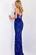 Jovani 45262 Plunging Neckline Lace-Up Back Paillettes Dress